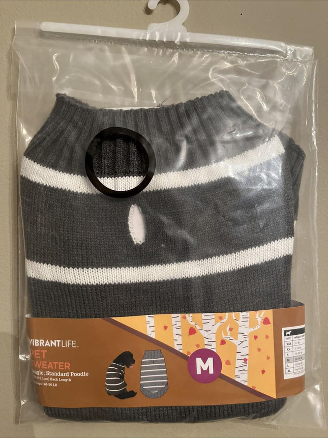 Vibrant Life Grey and White Stripes for Sweater Pets