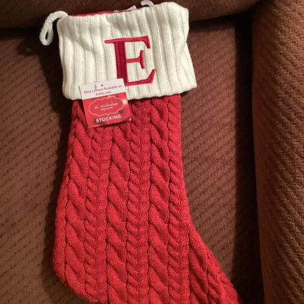 St. Nicholas Cable Knit Stocking – Monogram E