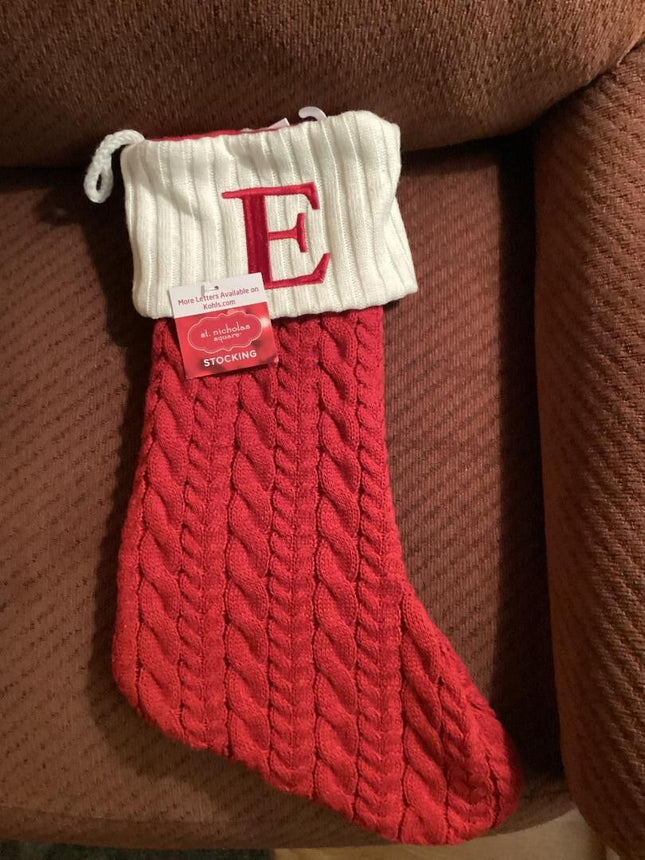 St. Nicholas Cable Knit Stocking – Monogram E