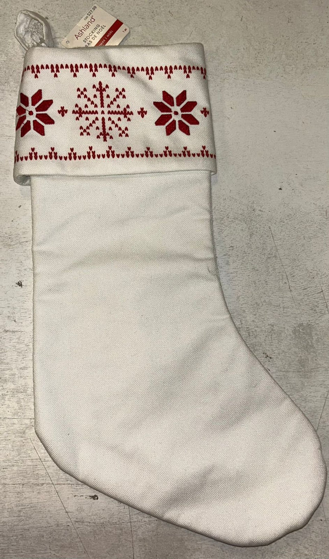 18" Ashland White & Red Snowflake Christmas Stocking