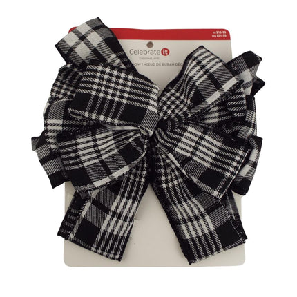 Celebrate it Black and white Plaid Decorative Wired christmas/holiday Bow