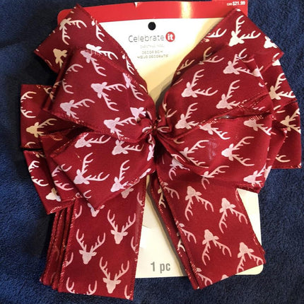 Christmas bow with white Reindeer pattrens