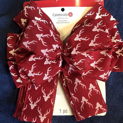 Christmas bow with white Reindeer pattrens