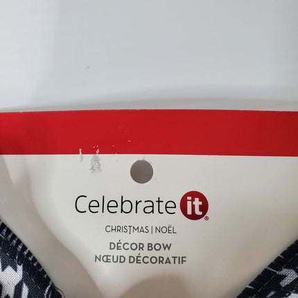 Celebrate it Christmas houndstooth decor bow in Black &White