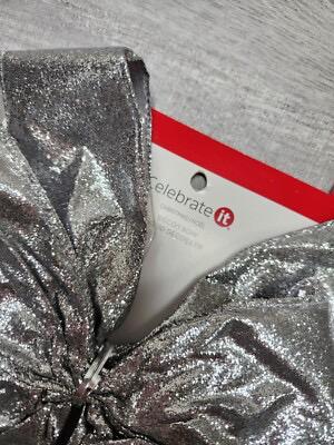 Celebrate it Silver Glitter Christmas decor bow