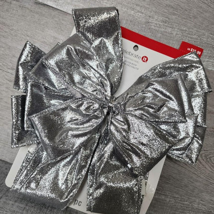 Celebrate it Silver Glitter Christmas decor bow
