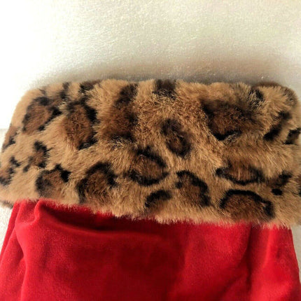Red Velvet Leopard Print Christmas Stocking 19"