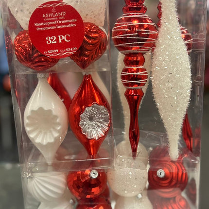 Ashland Shatterproof Christmas Ornaments 32pc