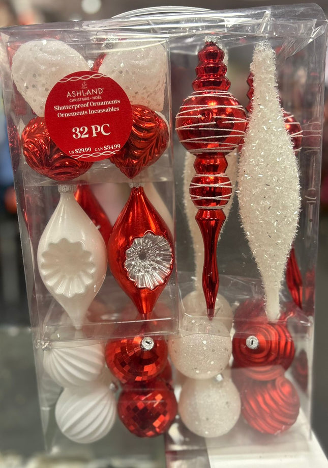 Ashland Shatterproof Christmas Ornaments 32pc