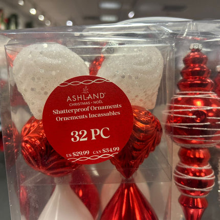 Ashland Shatterproof Christmas Ornaments 32pc
