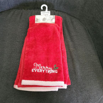 St. Nicholas Square Plush "Merry Everything" Towels – Red 2-Pack
