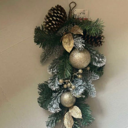 Ashland Snowy Pine and Ornament Teardrop 23"