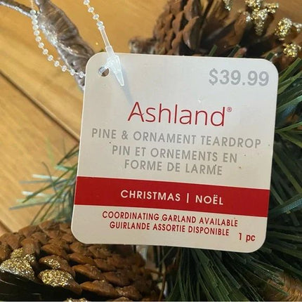 Ashland Snowy Pine and Ornament Teardrop 23"