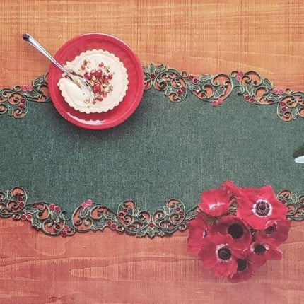 Table Runner 36in – Holly Cutout Green Cottage