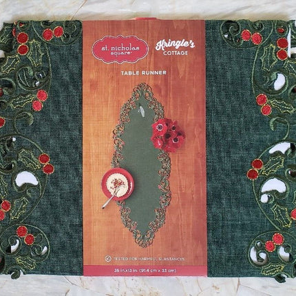 Table Runner 36in – Holly Cutout Green Cottage
