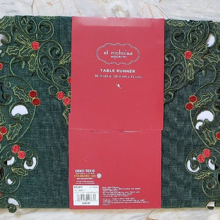Table Runner 36in – Holly Cutout Green Cottage