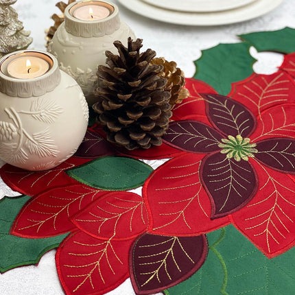 St. Nicholas Table Runner – Red Poinsettia 36x13