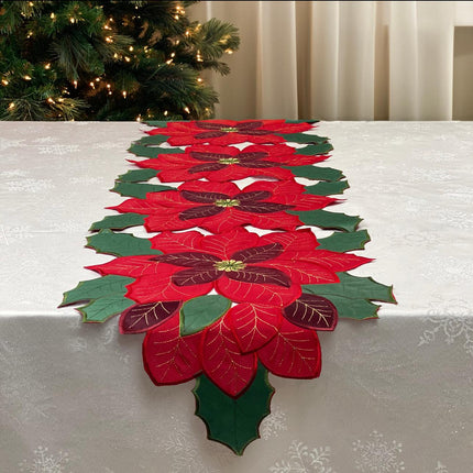 St. Nicholas Table Runner – Red Poinsettia 36x13