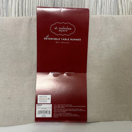 ST NICHOLAS SQUARE REVERSABLE TABLE RUNNER, PEACE, JOY 36 IN