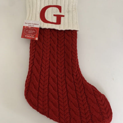 St. Nicholas Red Cable Knit Stocking – Letter G