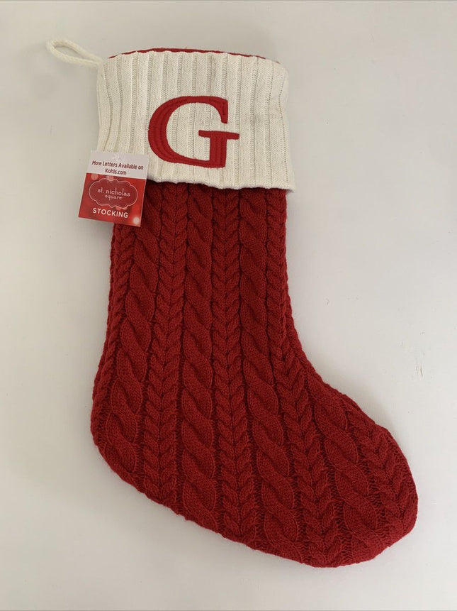 St. Nicholas Red Cable Knit Stocking – Letter G