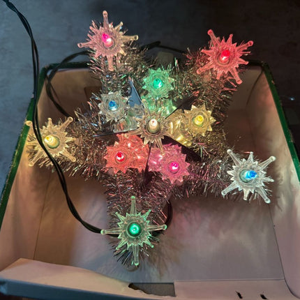 MINI STAR CHRISTMAS TREE TOPPER 11 LIGHTS silver