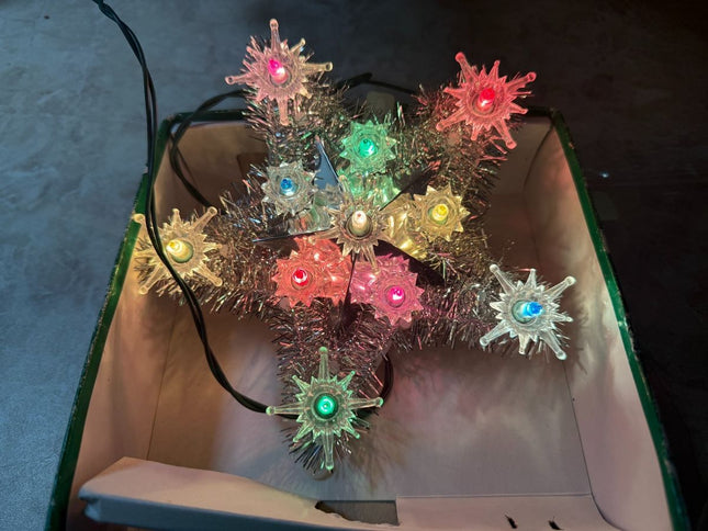 MINI STAR CHRISTMAS TREE TOPPER 11 LIGHTS silver