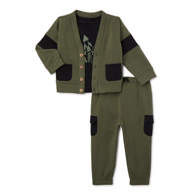 Wonder Nation Boy's 3Pc Cardigan Outfit - Space Travel