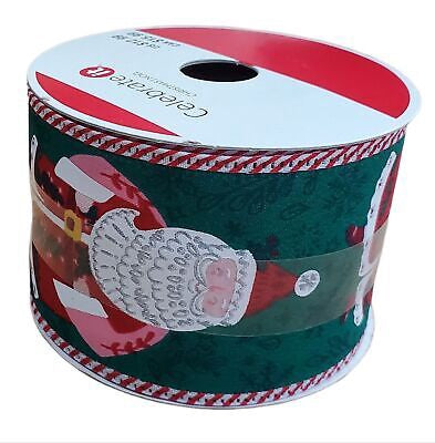 Santa Claus Christmas Wired Ribbon 2.5" x 20ft