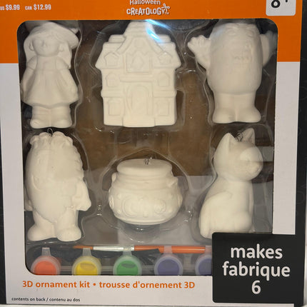 Halloween Paint-Your-Own 3D Ceramic Ornament Kit (6 Pieces)