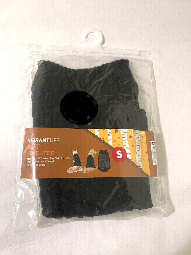 Vibrant Life Cable Knit Pet Sweater Small – Black NEW