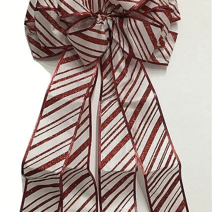 Extra Large 22" Red & White Christmas Fabric Bows