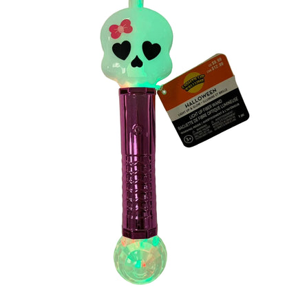 Light-Up Skull Fiber Optic Wand – Color Changing Halloween Toy