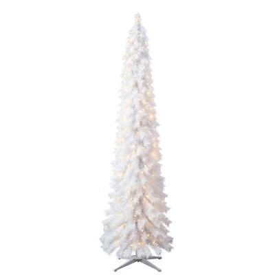 7ft White Norway Pencil Christmas Tree, Pre-Lit