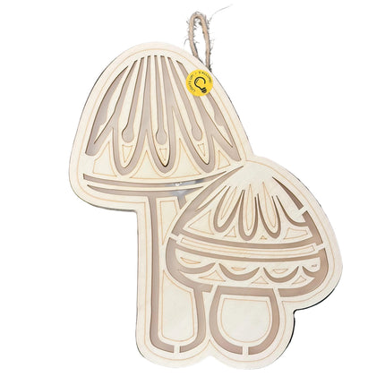 Make Market DIY LED Plywood Décor – Mushroom Duo (10" H × 7" W, Wall‑Hangable)