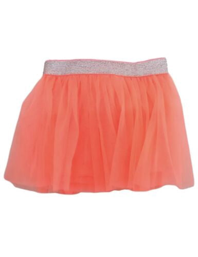 Infant Girls Neon Coral Pink Sparkly Tulle Tutu Skirt Silver Glitter