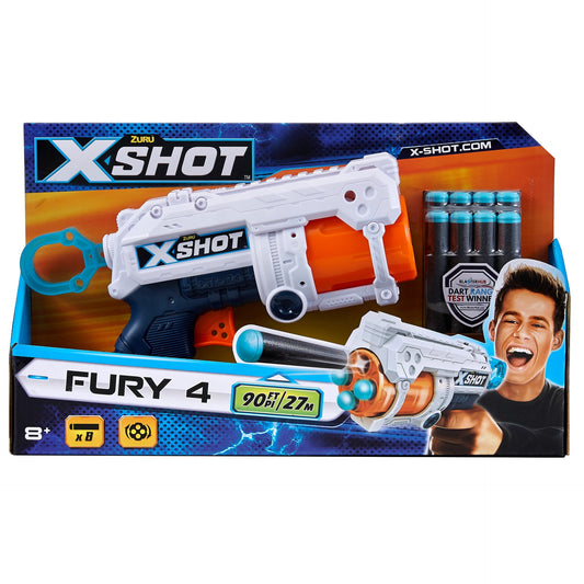 X-Shot Excel Fury 4 Foam Dart Blaster Gun (8 Darts) by ZURU