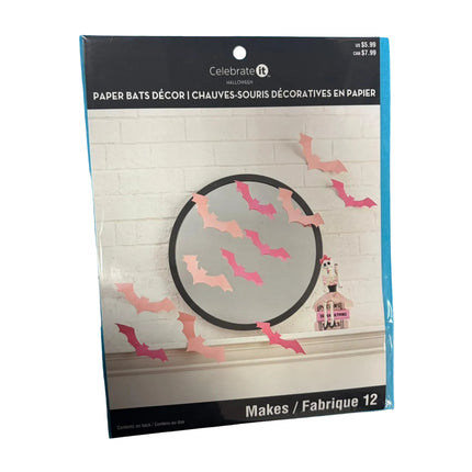 Paper Bat Wall Décor Set – Halloween Hanging Decorations (12 Pieces)