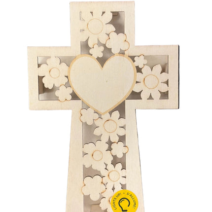 Make Market DIY LED Plywood Décor – Floral Cross (Tabletop Décor)