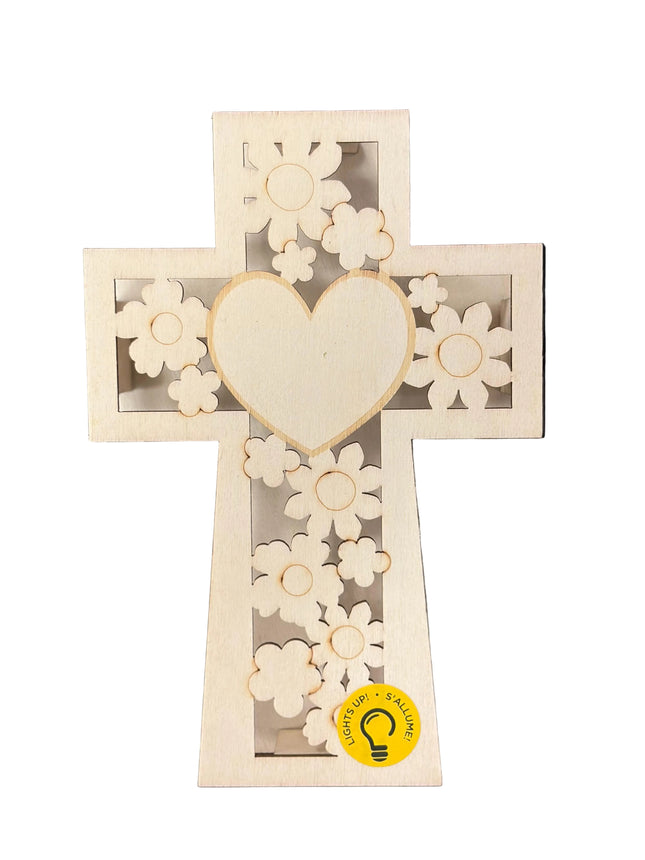 Make Market DIY LED Plywood Décor – Floral Cross (Tabletop Décor)