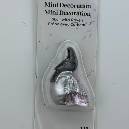 Mini Skull with Raven Halloween Decoration
