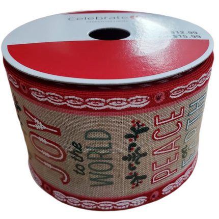 Joy to the World Christmas Wired Ribbon