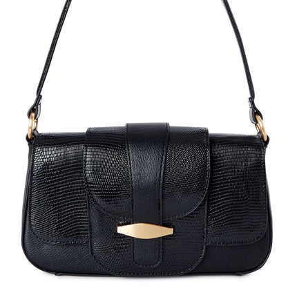 Time and Tru Women’s Shoulder Bag – Mia Black Magnetic Locks