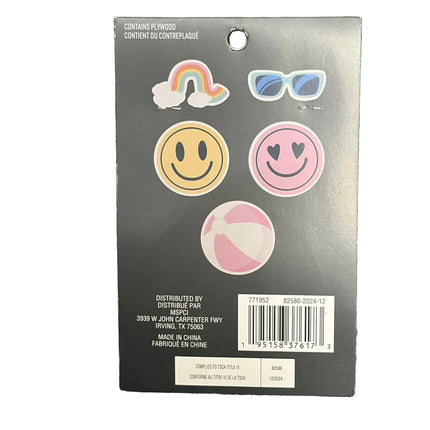 Summer Fun Wooden Craft Shapes – Rainbow &amp; Smiley DIY Set (5 Pieces)