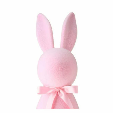 Flocked Bunny Decor with Satin Bow – 18” (Pink or Blue)