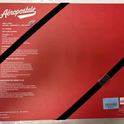 Aero NY Men’s 4-Piece Slipper, Water Bottle &amp; Foot Care Gift Set