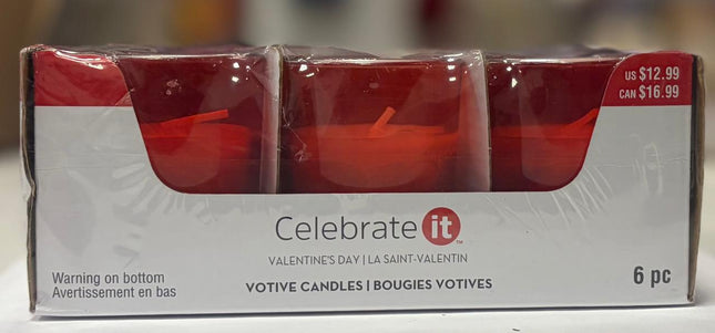 Celebrate It Valentine's Votive Candles 6 Pcs