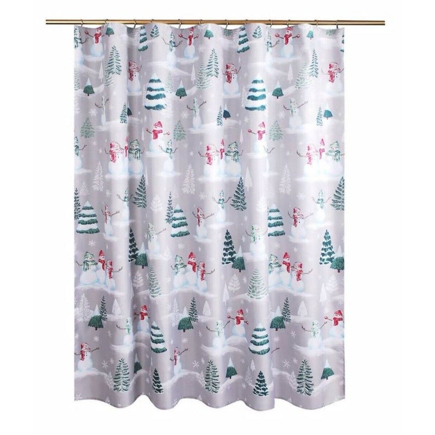 St. Nicholas Square Snowman Scenic Shower Curtain, White, 70 x 70