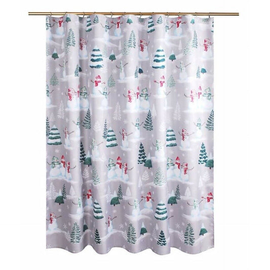 St. Nicholas Square Snowman Scenic Shower Curtain, White, 70 x 70