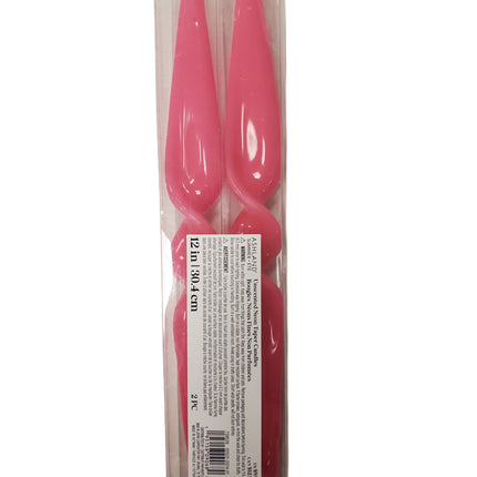 Neon Pink Taper Candles, Unscented 2-Pack 12in